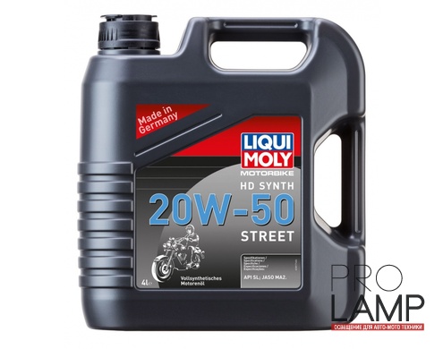 LIQUI MOLY Синтетическое моторное масло для 4-тактных мотоциклов Motorbike HD Synth Street 20W-50, 4л