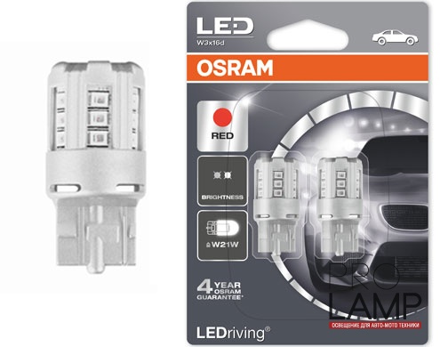 Светодиодные лампы Osram Standart Red W21W- 7705R-02B (2шт.)
